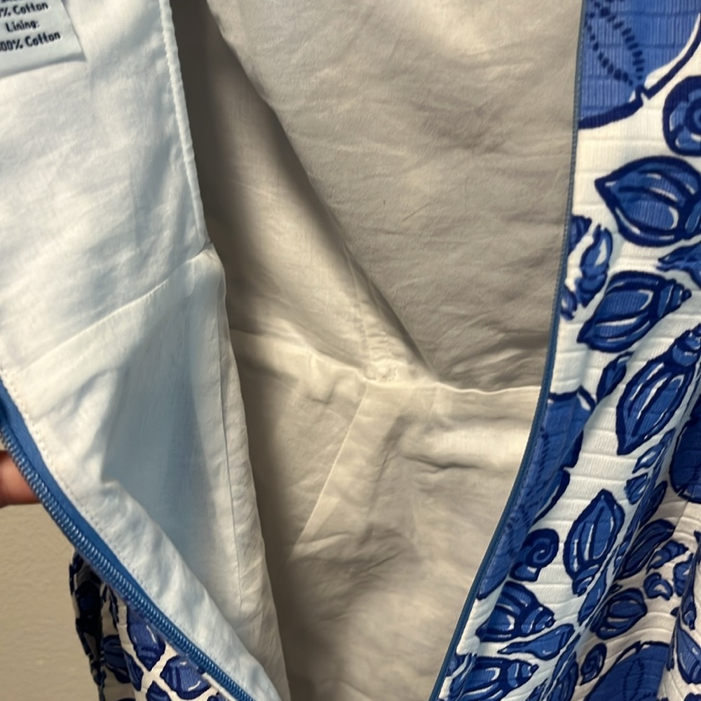 VINEYARD VINES Blue Shell Strapless Bow Dress, Size 0 - Picture 8 of 11